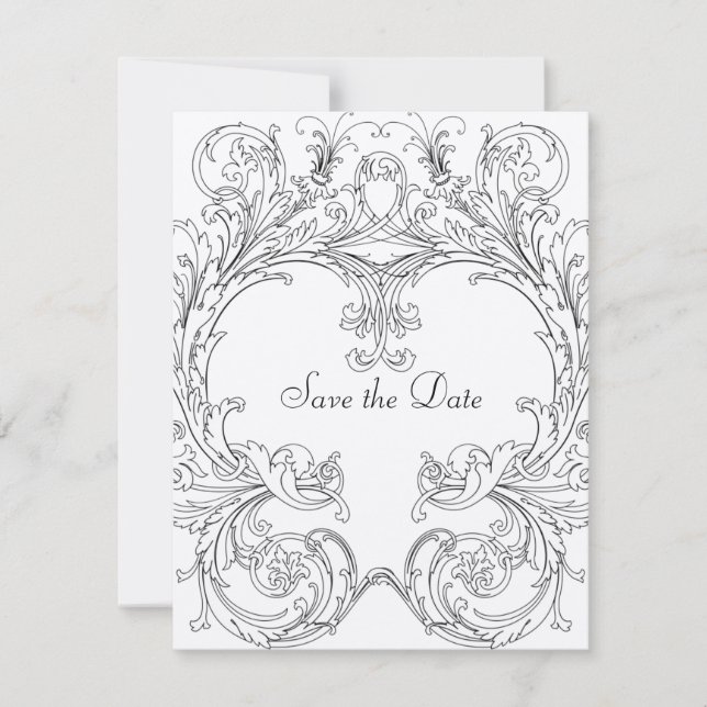 Save the Date mit Barockrahmen (Vorderseite)