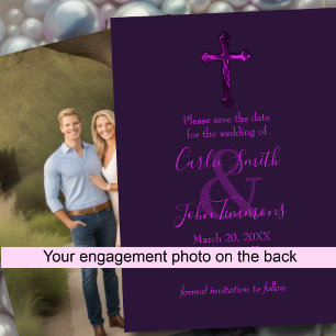 Save the Date mit Cross Lila Monoton Foto