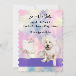 Save the Date mit dem Niedlichen Weißen Hund Einladung