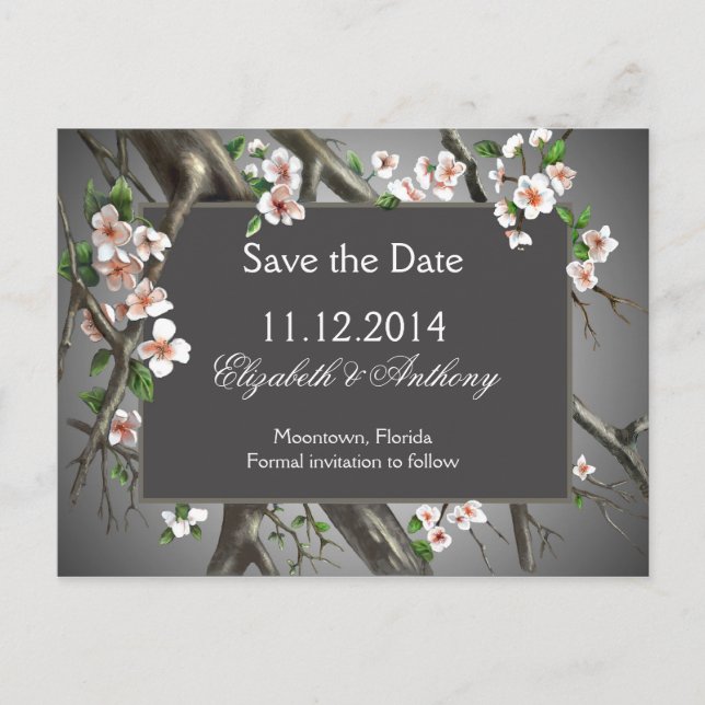 Save the Date mit der Postkarte mit eleganten weiß (Vorderseite)