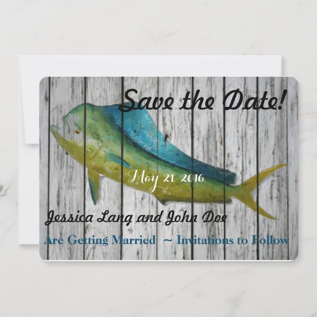 Save the Date mit einem Mahi Mahi Einladung (Vorderseite)