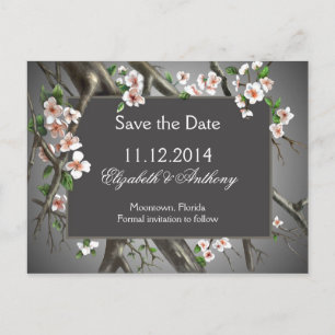 Save the Date mit elegantem Weiß blüht Postkarte