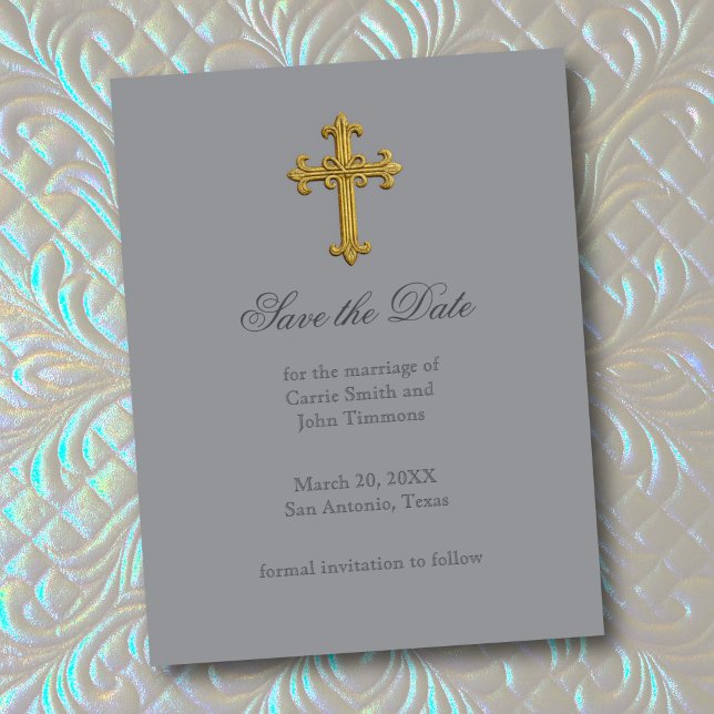 Save the Date mit Gold Cross Christlich (Von Creator hochgeladen)