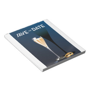 Save the Date mit goldfarbenen Ringen Notizblock