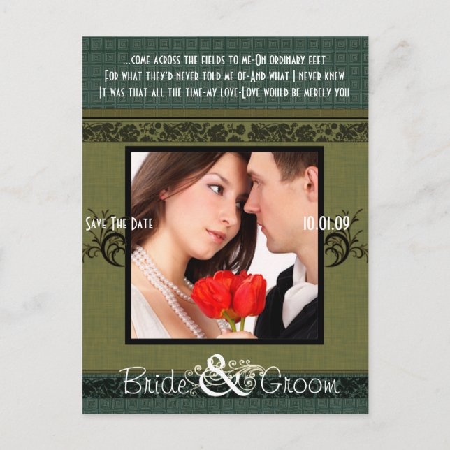 Save the Date mit Ihrem Foto Ankündigungspostkarte (Vorderseite)