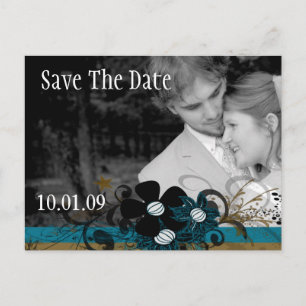 Save the Date mit IHREM Foto - SeaBlue und Brown Ankündigungspostkarte