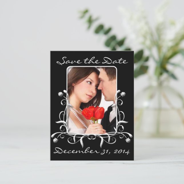 Save the Date mit Ihren Fotos Ankündigungspostkarte (Stehend Vorderseite)