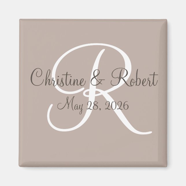 Save the Date mit Monogramm Magnet (Vorne)
