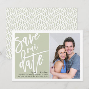 SAVE THE DATE mit Pinselstrich und Schrift grün Einladung