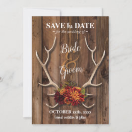 Save the Date mit rustikaler, antlerischer romanti Einladung