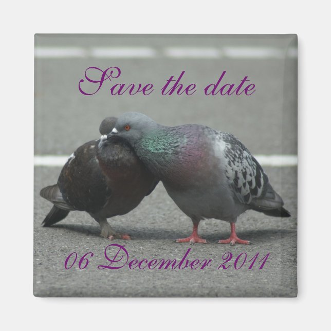 Save the Date mit Tauben Magnet (Vorne)