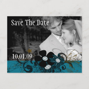 Save the Date mit YOUR Foto DeepBlue Ankündigungspostkarte