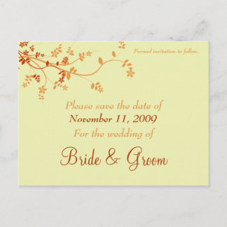 Save the Date Mitteilung - warmer Herbst Ankündigungspostkarte