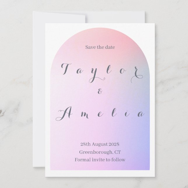 Save the Date Modern Boho Arch Pink Lilac (Vorderseite)