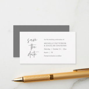 Save the Date, modern minimalistisch, dunkelgrau Begleitkarte