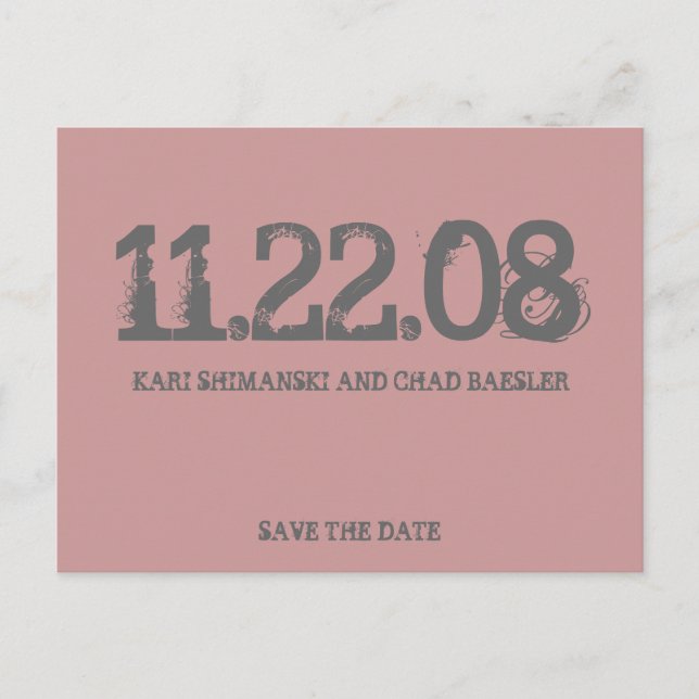 Save the Date modern! Pink Ankündigungspostkarte (Vorderseite)