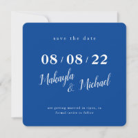 SAVE THE DATE modern, schlicht, königsblau