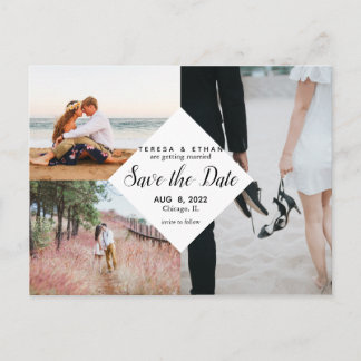 Save the Date Moderne, elegante Multi-Foto Collage Postkarte