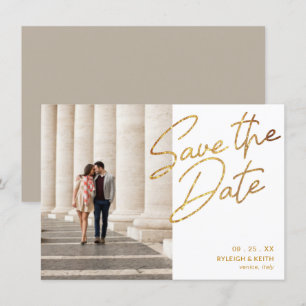 Save the Date Moderne Gold-Glitzer-Spalte Einladung