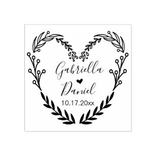 Save the Date, moderne Heart Leafframe Gummistempel