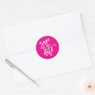 SAVE THE DATE moderne Kalligraphie-Schrift heiß ro Runder Aufkleber