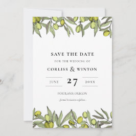 Save the Date moderne Olivenzweige Einladung