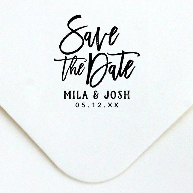 Save the Date Moderne Pinselschrift benutzerdefini Permastempel (Von Creator hochgeladen)