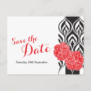 Save the Date moderne rote Dianthus Hochzeit Postk Ankündigungspostkarte