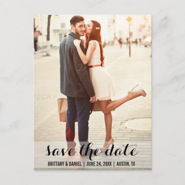Save the Date Moderne Verlobung Postcard LB Postkarte (Vorderseite)