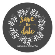 SAVE THE DATE Moderner Leaf Wreath Rustikaler Stic