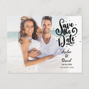 Save the Date Modernes Chic Script-Foto Postkarte