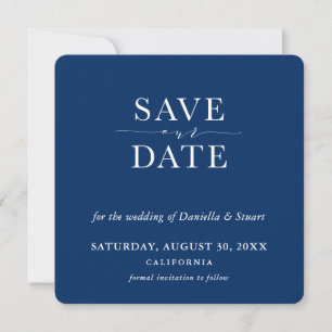 SAVE THE DATE modernes, elegantes Marineblau Einladung
