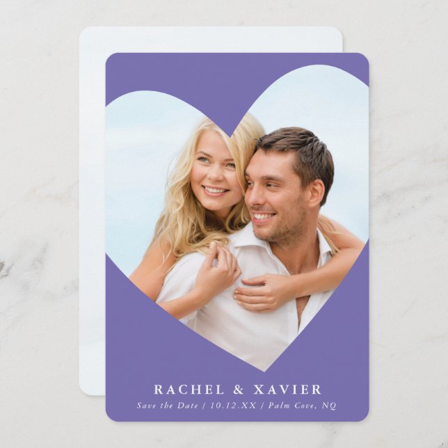 SAVE THE DATE modernes Foto lila Einladung (Vorne/Hinten)