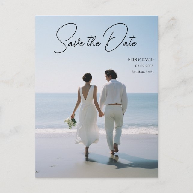 Save The Date! Modernes Marmor 1 Foto Postkarte (Vorderseite)