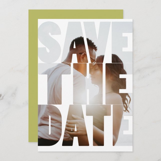 Save the Date Modernes Personalisiertes Foto Ankündigung (Vorne/Hinten)