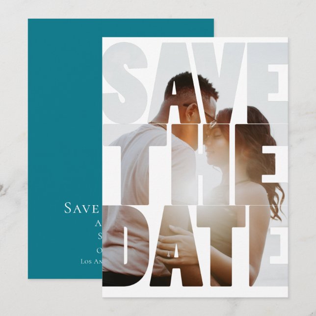 Save the Date Modernes Personalisiertes Foto Ankündigung (Vorne/Hinten)