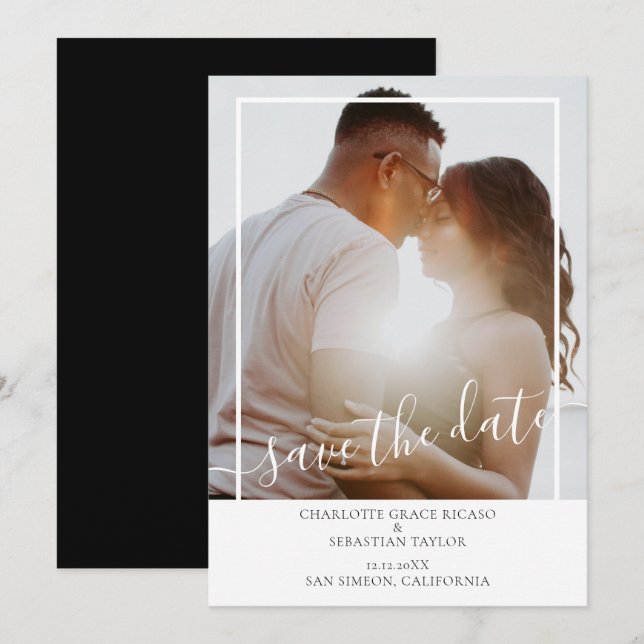 Save the Date Modernes Personalisiertes Foto Ankündigung (Vorne/Hinten)