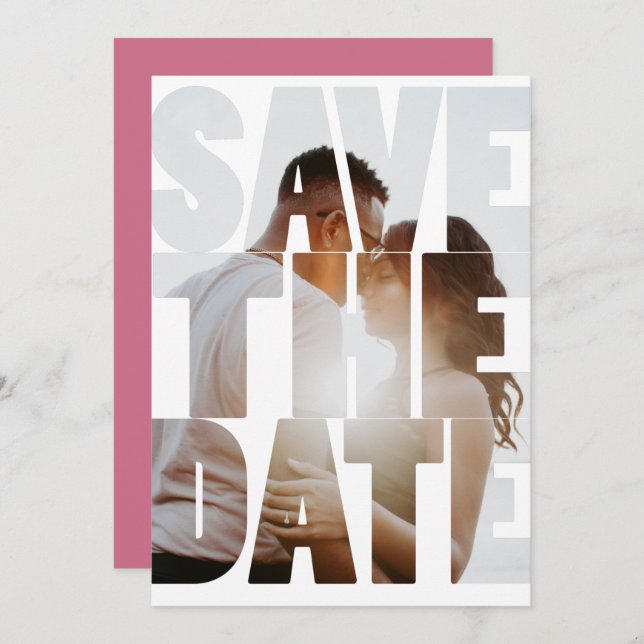 Save the Date Modernes Personalisiertes Foto Ankündigung (Vorne/Hinten)