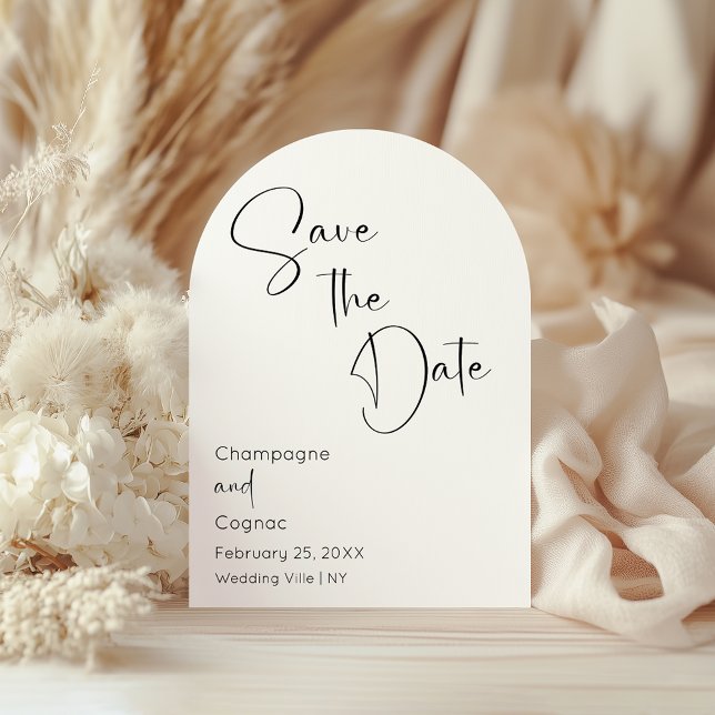 Save the Date Modernes Script Arch Wedding Foto Einladung (Von Creator hochgeladen)