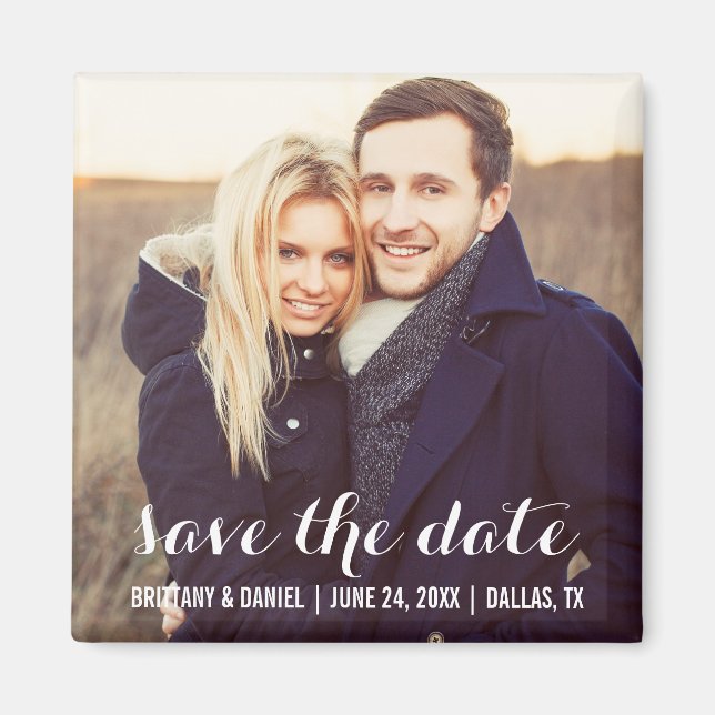 Save the Date Modernes Verlobung Foto Magnet S W (Vorne)