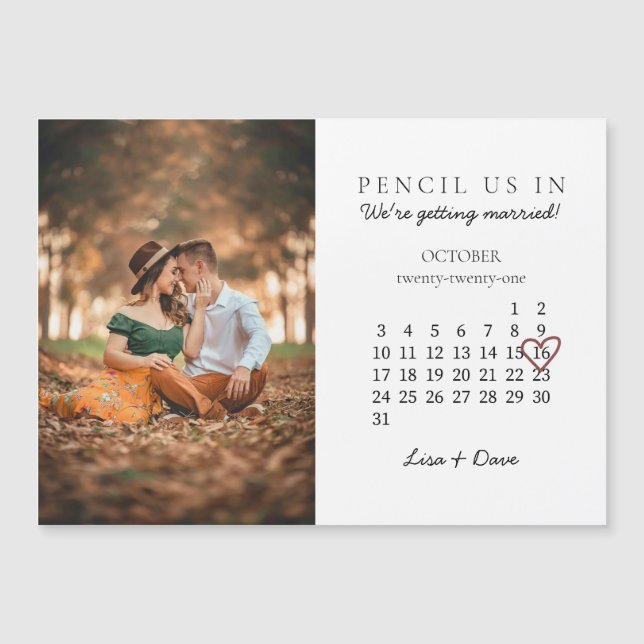 Save the Date Monat Kalender rosa Herz magnetisch Magnetkarte (Vorderseite)