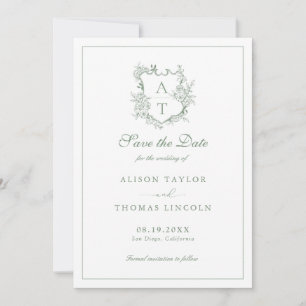 Save the Date Monogram Wappen Sage Green Card Einladung