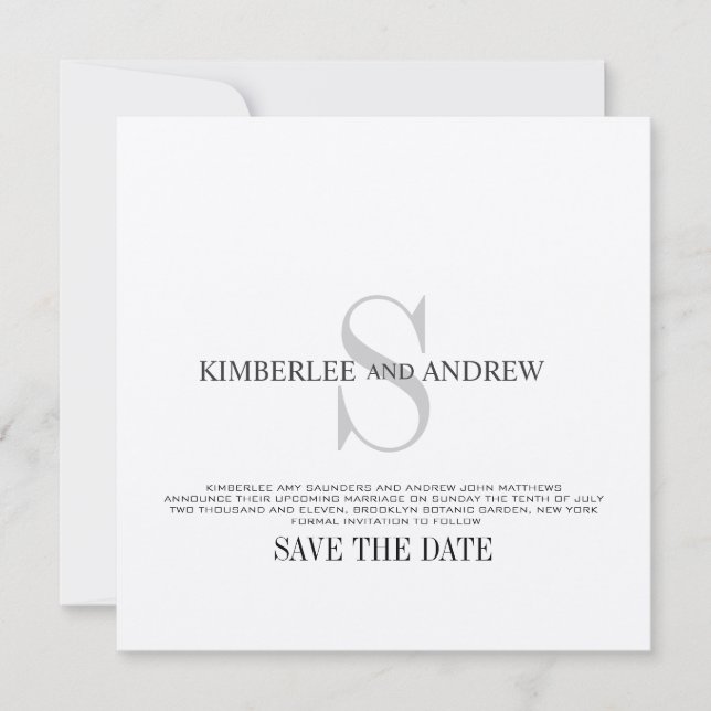 Save the Date Monogram Wedding Announcement Felt (Vorderseite)