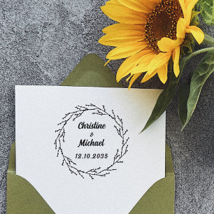 Save The Date Monogram Wedding Wreath Permastempel