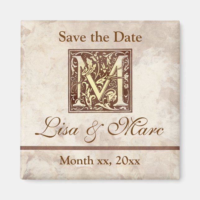Save the Date Monogramm Magnet (Vorne)