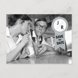 Save the Date Monogramm Postkarte