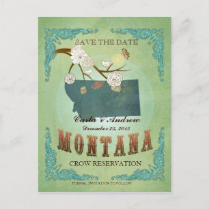 Save the Date - Montana Karte mit hübschen Vögeln