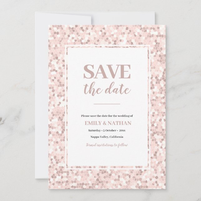 Save the Date Mosaic Dusty Pink Einladung (Vorderseite)