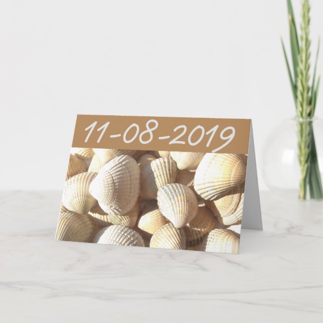 Save the Date Muscheln Summer Tropical Bridal Ankündigung (Vorderseite)