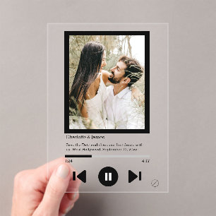 Save the Date Music Player First Dance Foto Acryleinladungen
